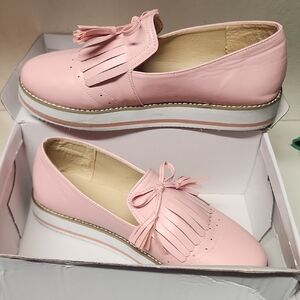 Pink Women's Loafers with Tassels
